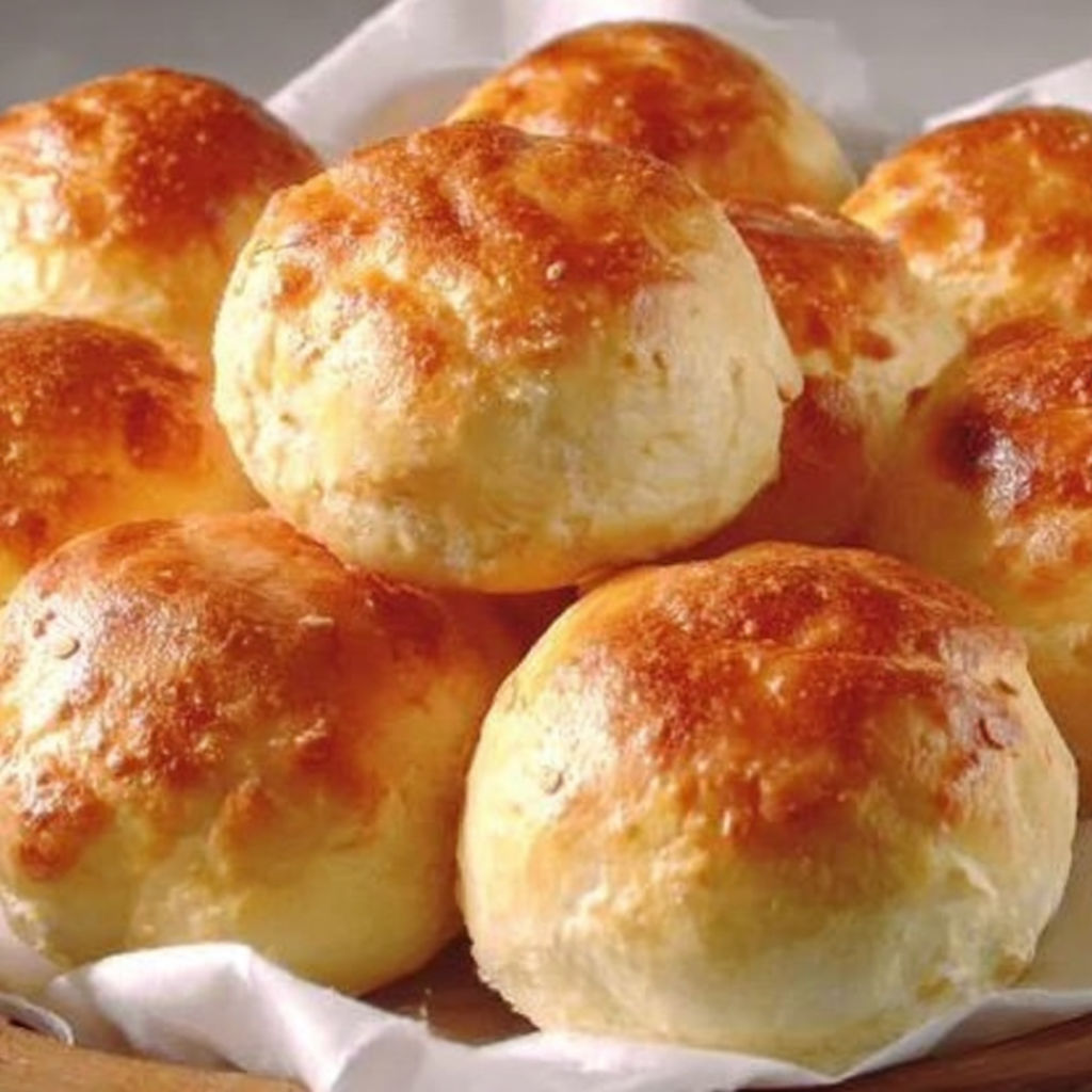 A plate of bread rolls.