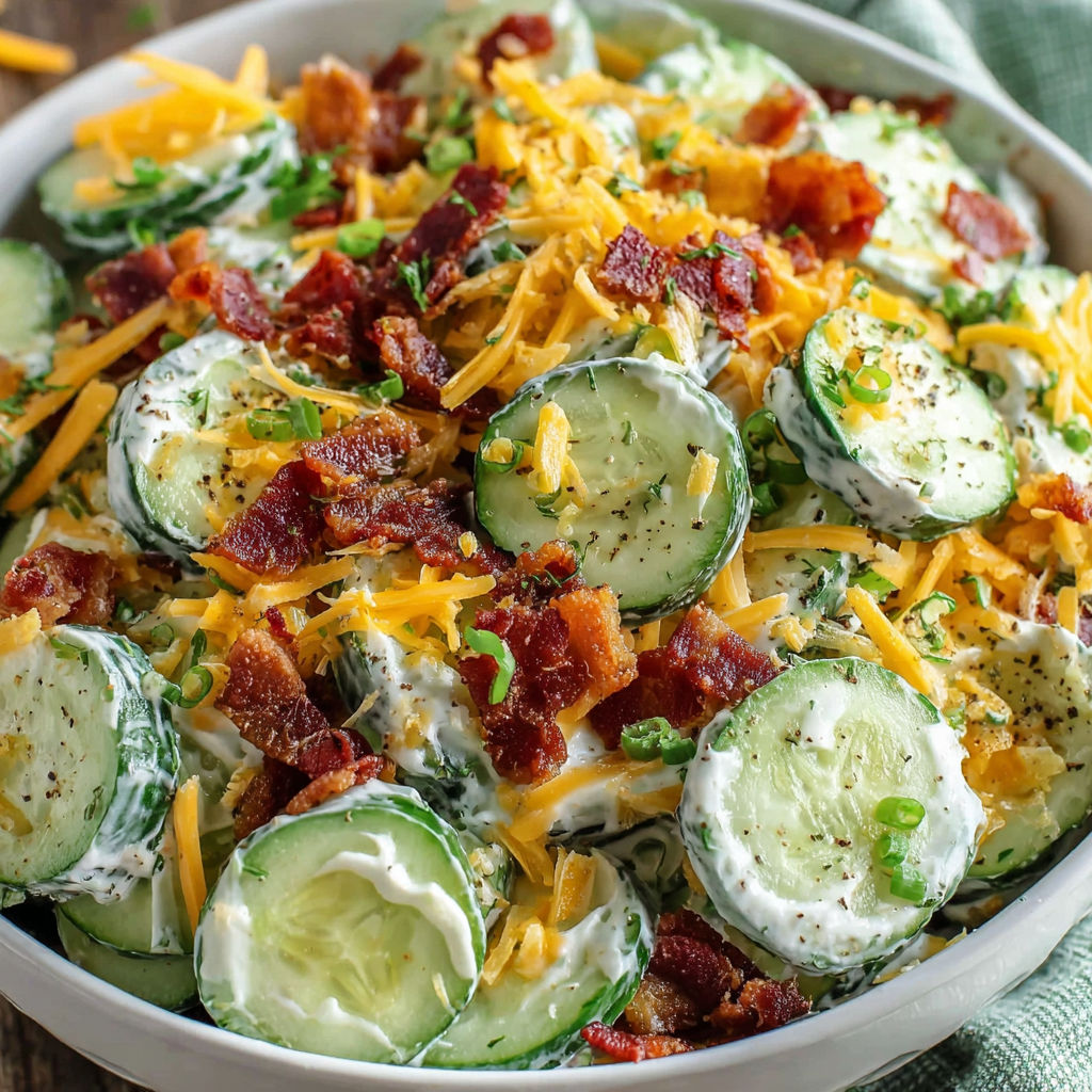 A bowl of food with cheese and bacon.