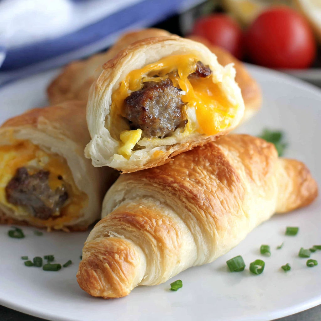 Sausage, egg, and cheese crescent roll ups.