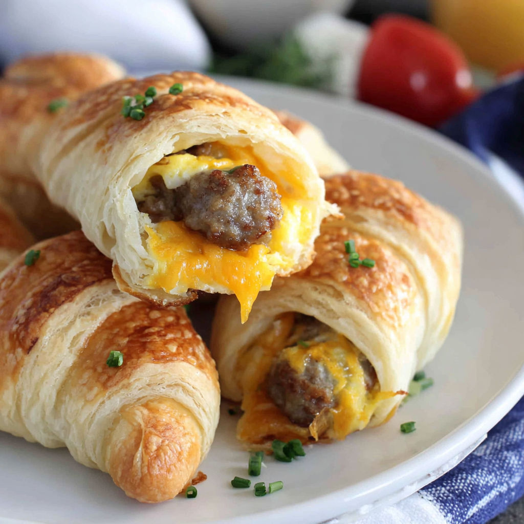A plate of food with a pastry and meat.