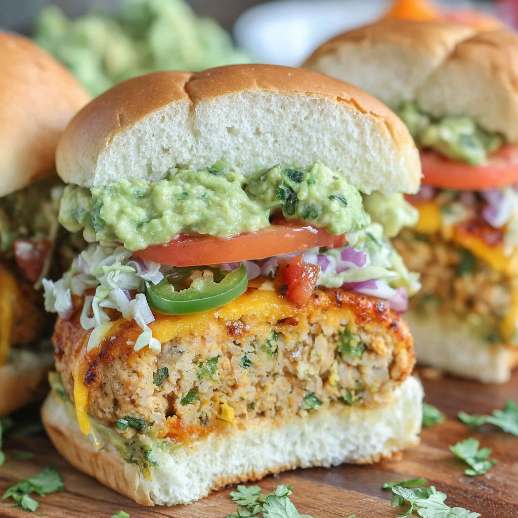 A close up of a burger with lettuce, tomato, and avocado.