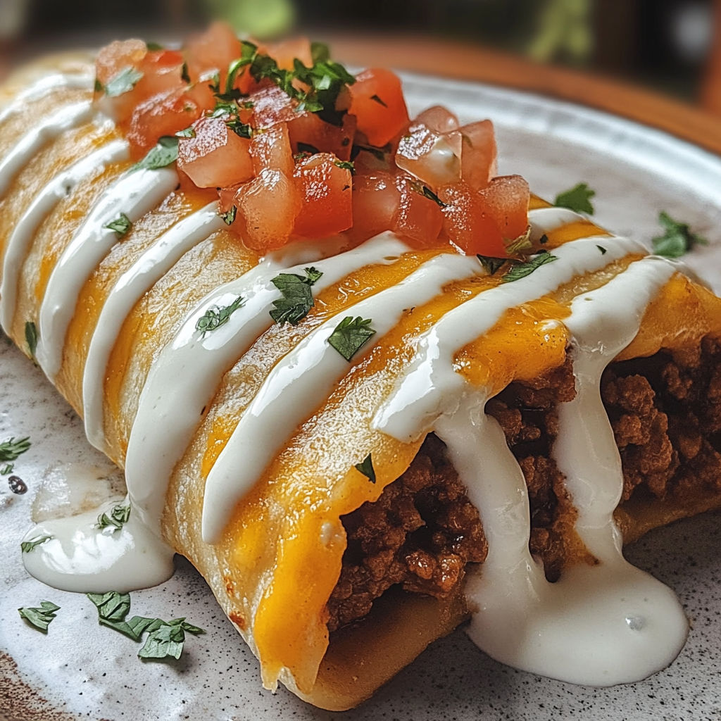 A close up of a burrito with tomatoes and cheese.