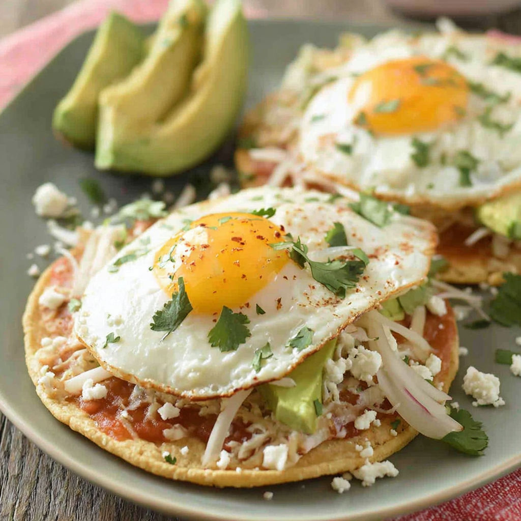 A plate of food with two eggs on top.