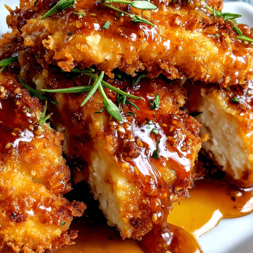 A plate of double crunch honey garlic chicken.