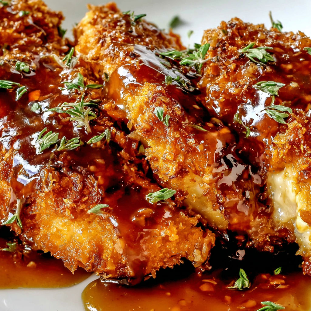 A plate of chicken with gravy.