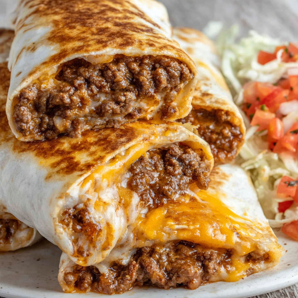 A plate of beef meximelt cheesy taco.