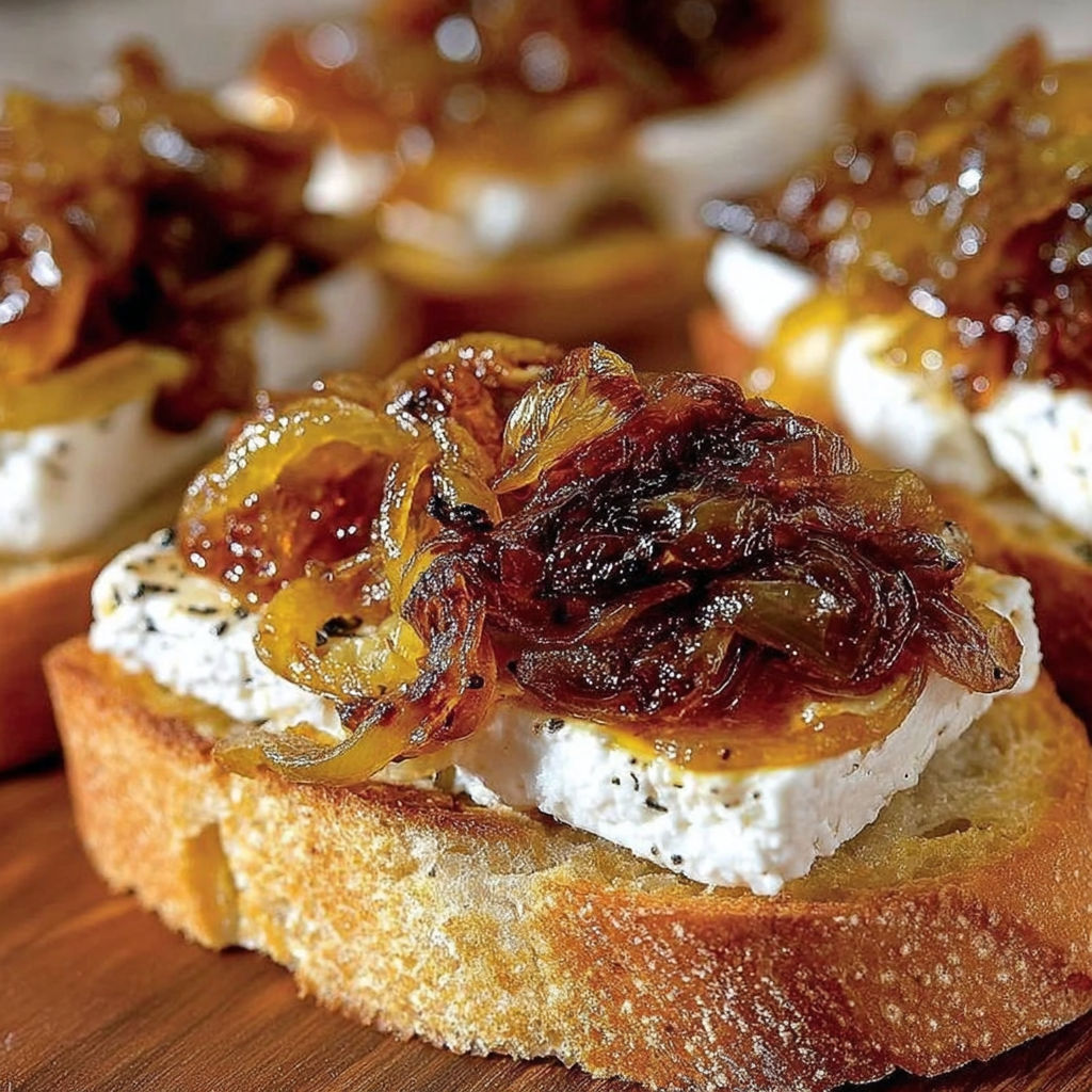 Toast with cheese and onions.
