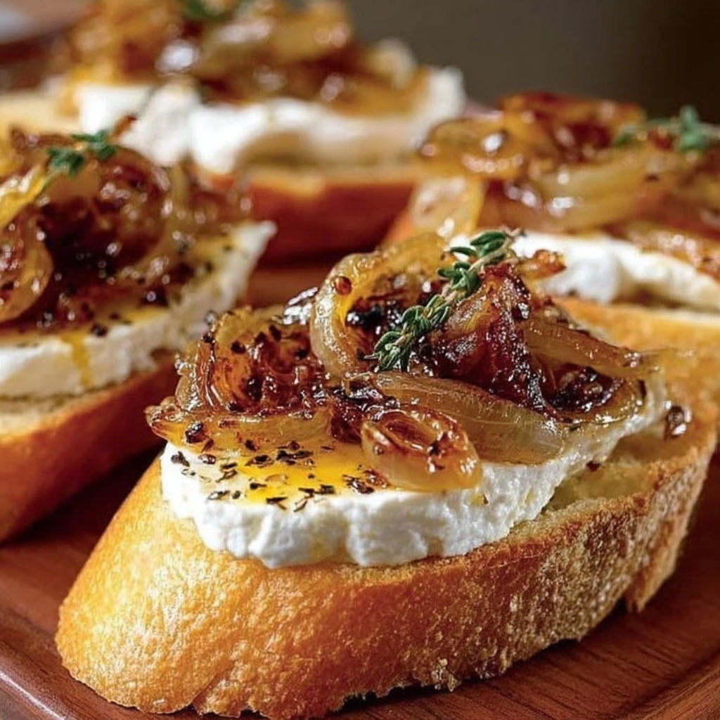 A slice of bread with cheese and onions.