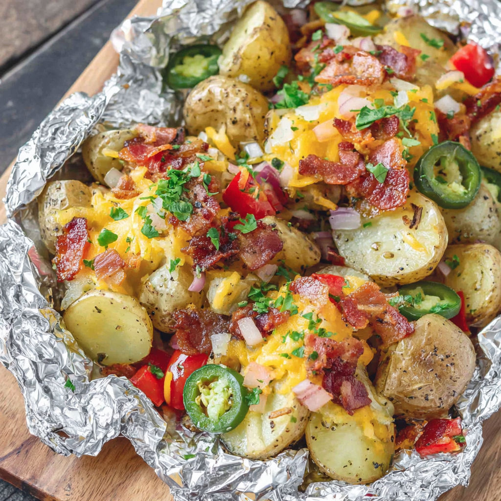 Bacon Ranch Foil Wrapped Potatoes.