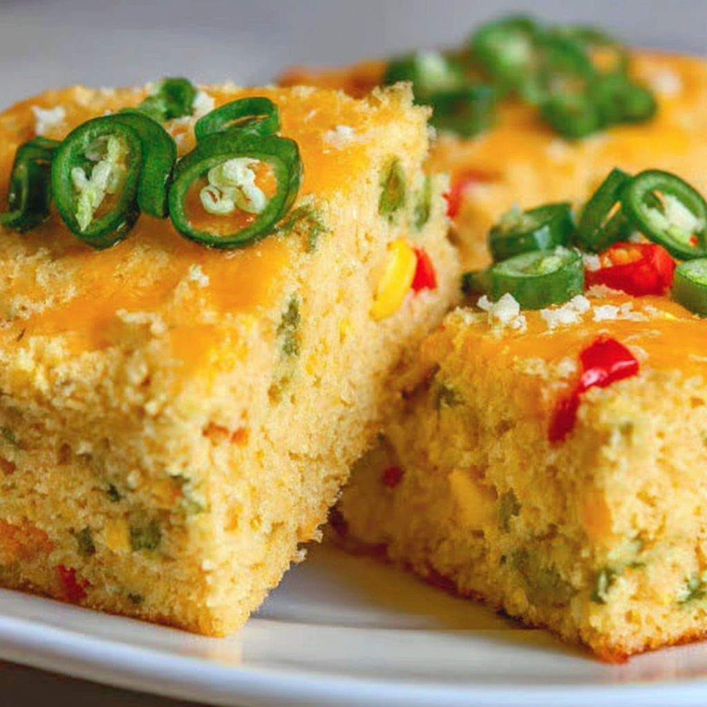 A slice of cake with green peppers on top.