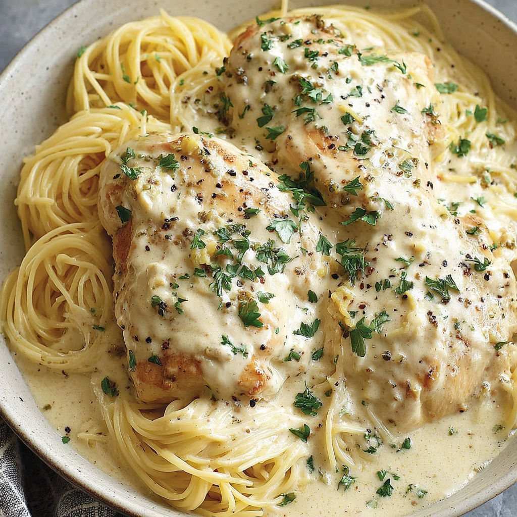 A bowl of pasta with chicken and cheese.