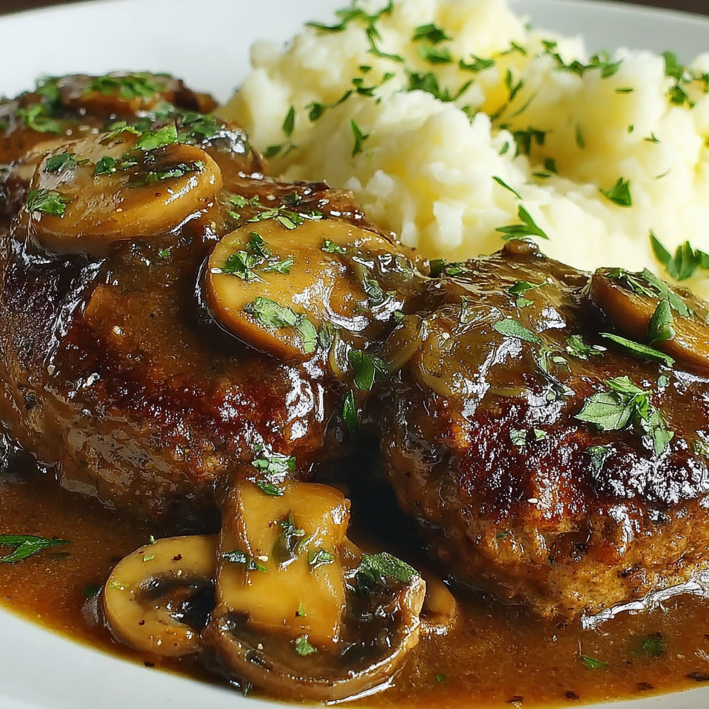 A plate of meat and mashed potatoes.