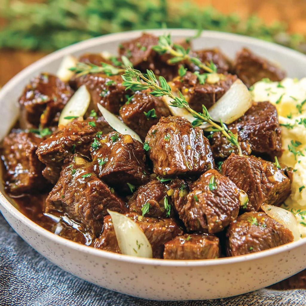 A bowl of meat and vegetables.