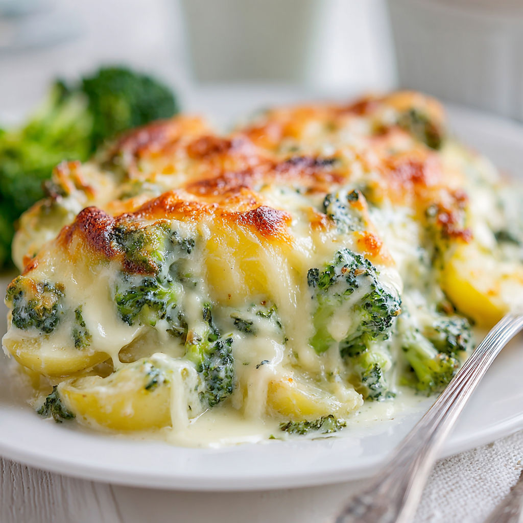 A plate of food with broccoli and potatoes.