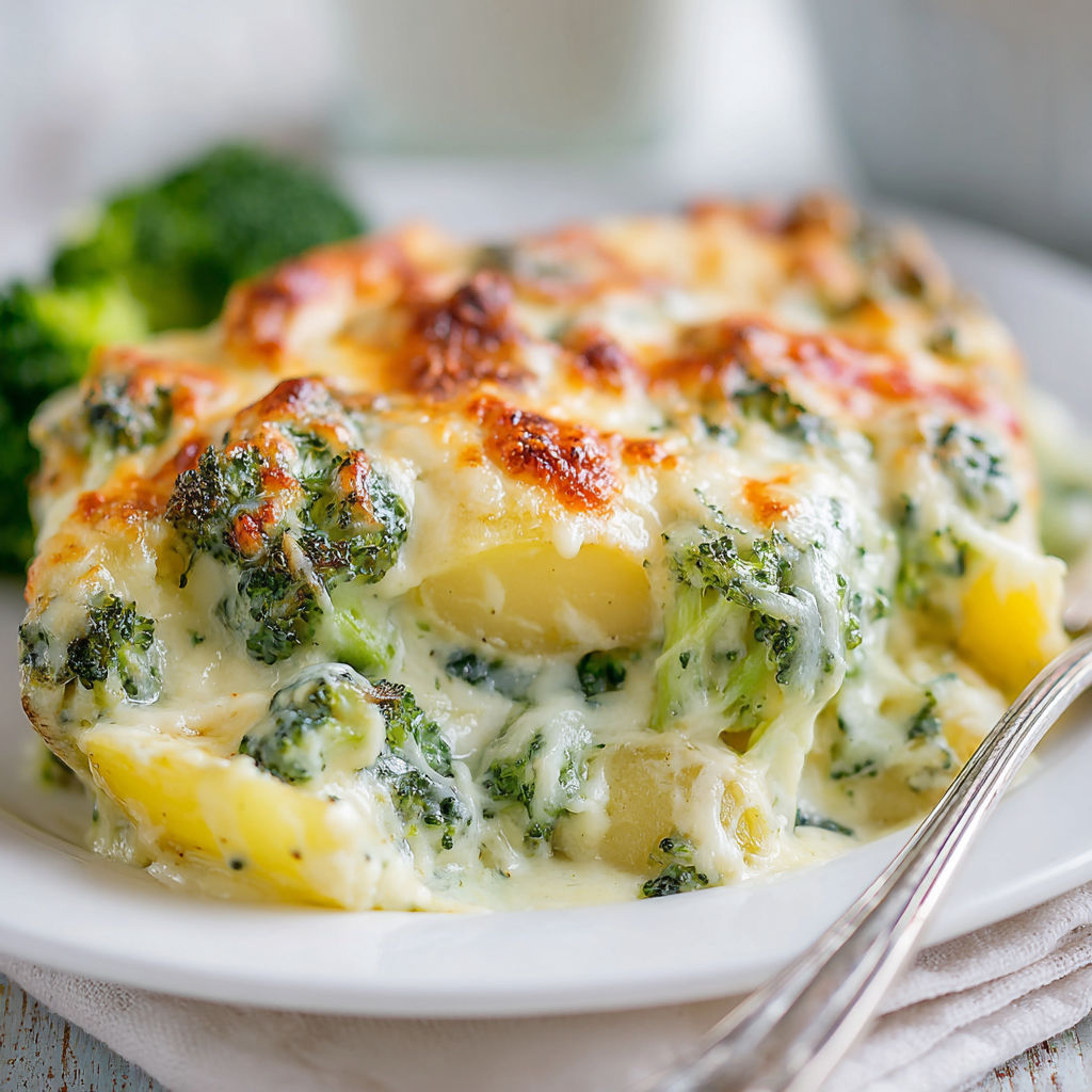 A plate of food with broccoli and potatoes.