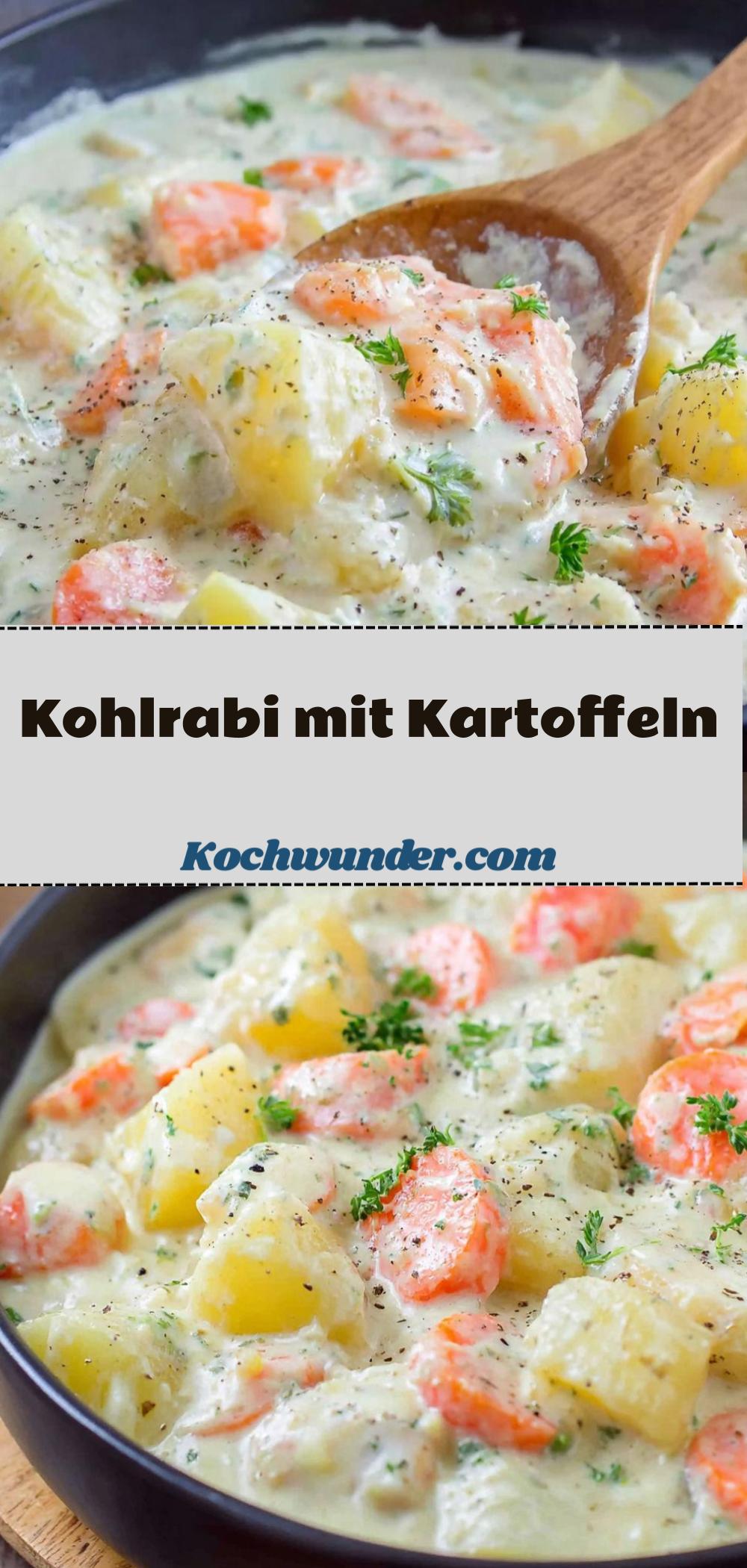Kohlrabigemüse mit Kartoffeln und Möhren in cremiger Sauce - Koch Wunder Kohlrabigemüse mit Kartoffeln und Möhren in cremiger Sauce - Koch Wunder