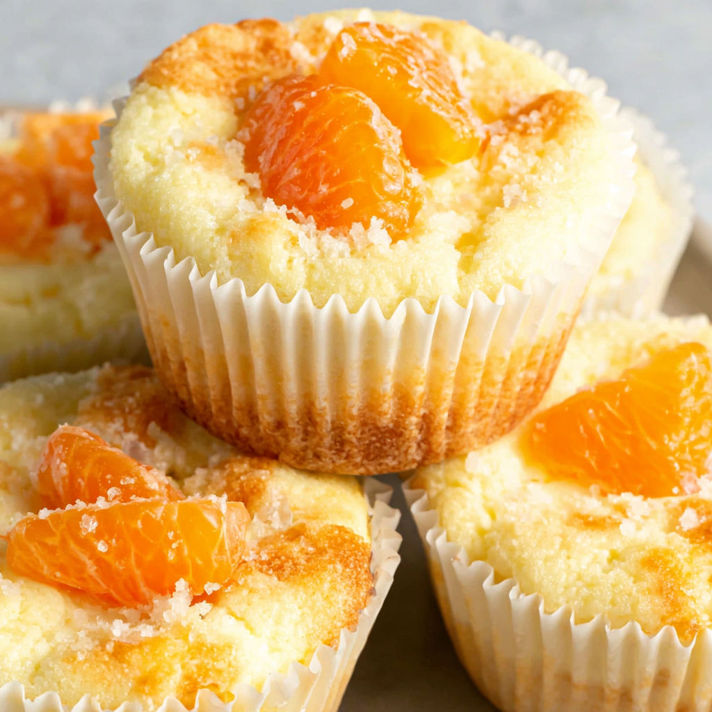 A plate of muffins with orange slices on top.
