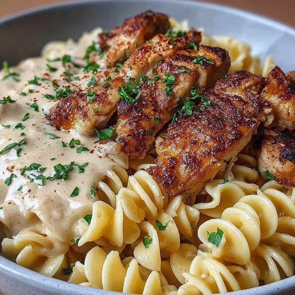 A bowl of food with chicken and noodles.
