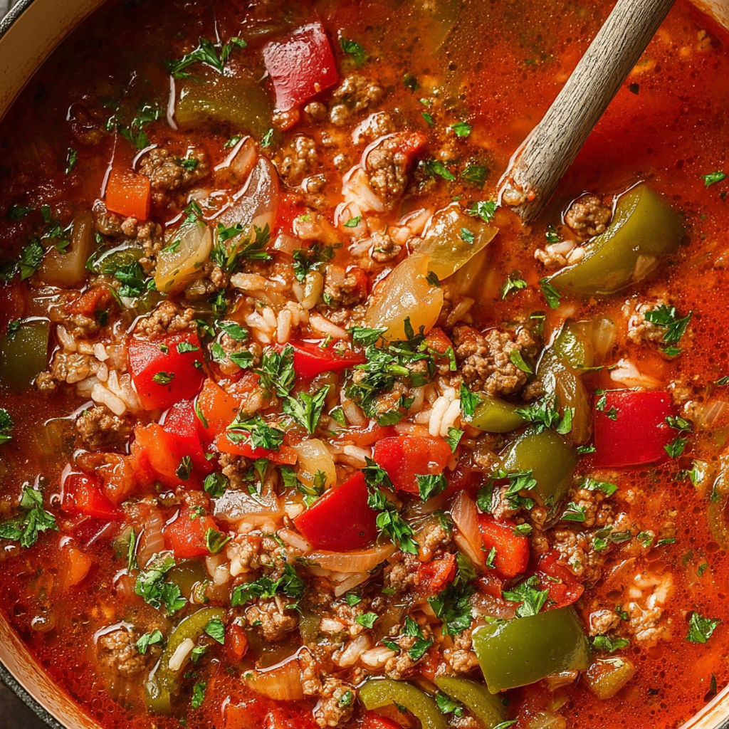 A bowl of soup with meat and vegetables.