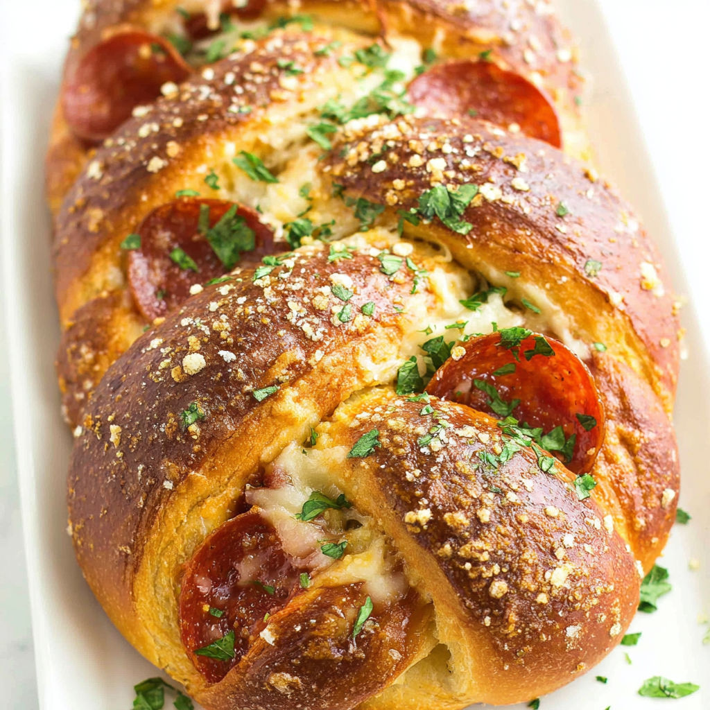 A plate of pepperoni pizza twists.