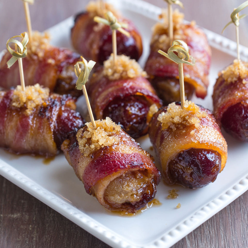 Bacon wrapped smokies with brown sugar.