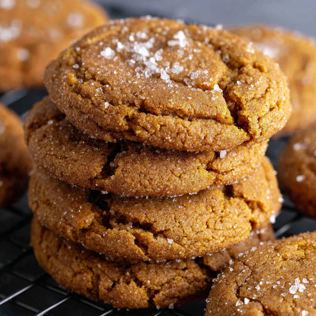 A stack of cookies with sugar on top.