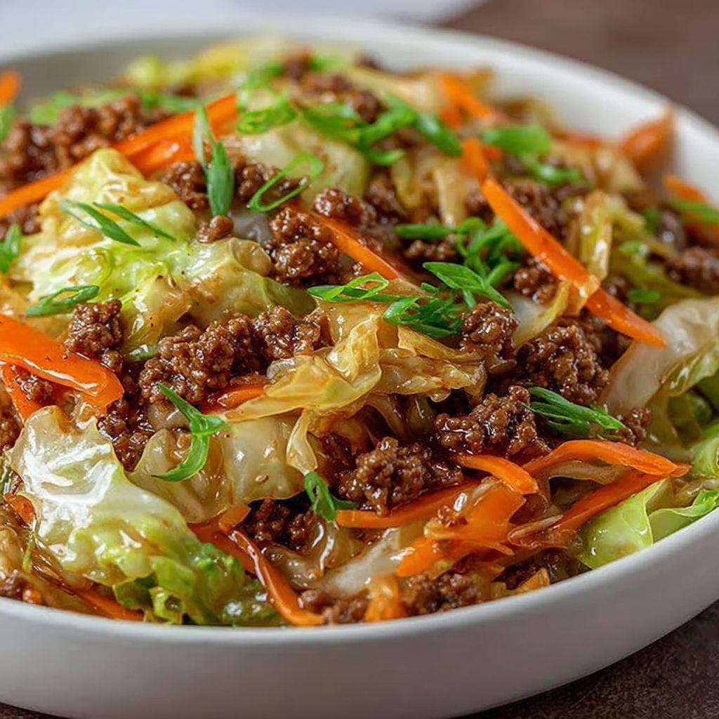 A white bowl filled with meat and vegetables.