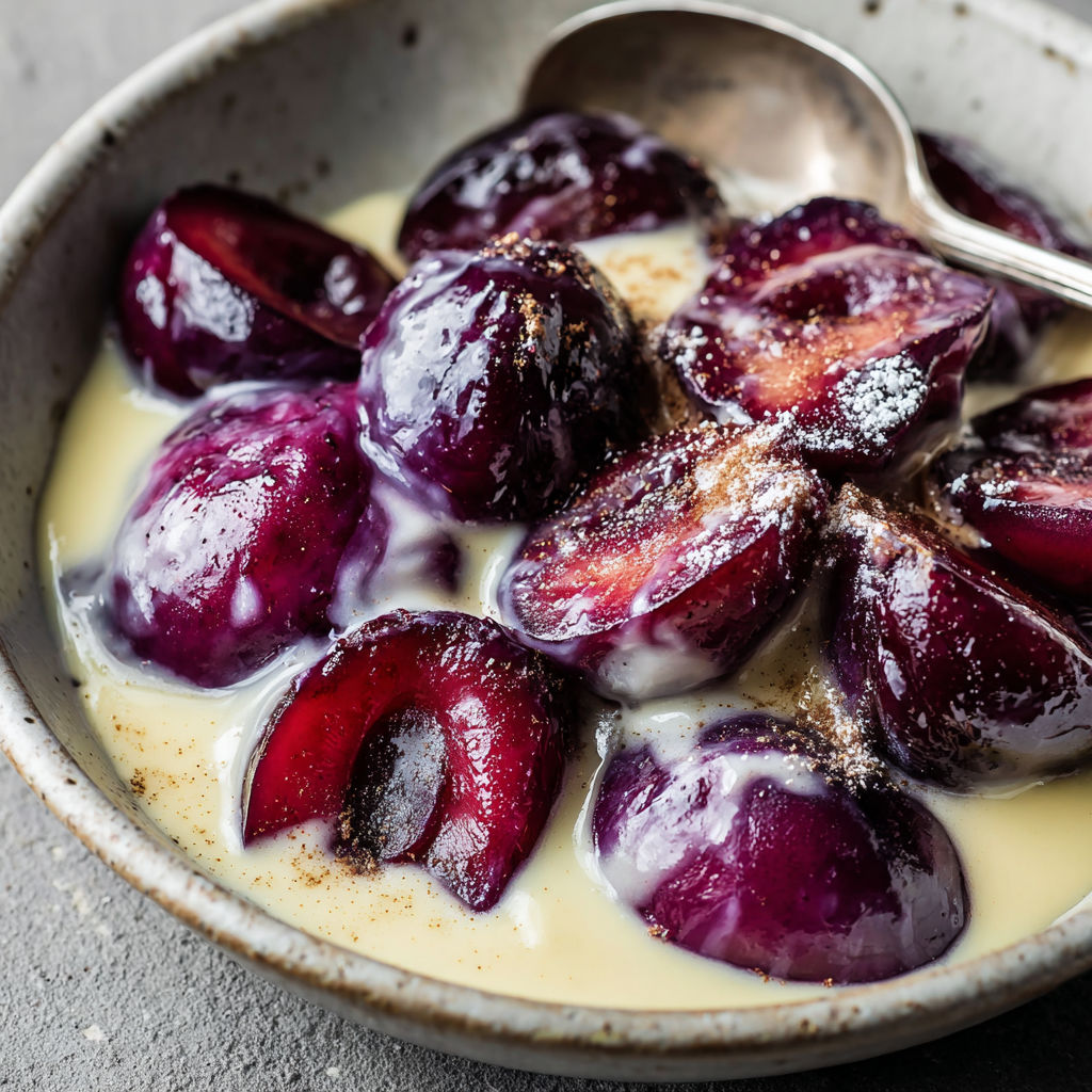 A bowl of food with a spoon in it.