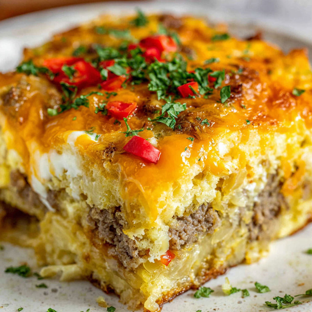 A close up of a delicious looking casserole.