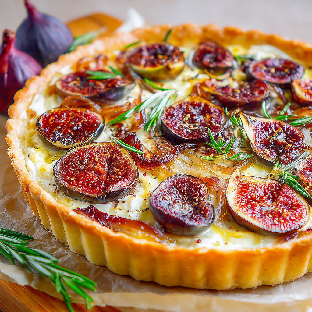 A pie with figs and cheese.