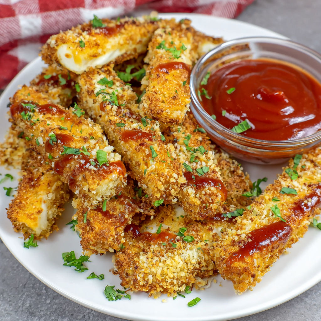 A plate of Halloumi Fries with a side of ketchup.