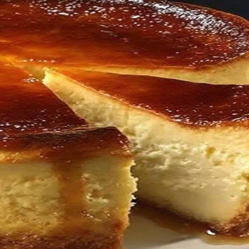 A slice of cake with a brown crust.