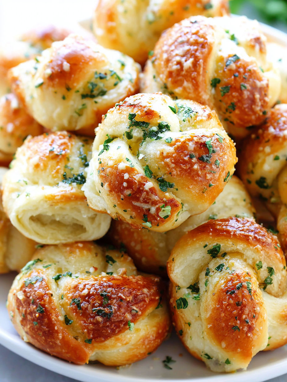A plate of garlic parmesan knots.