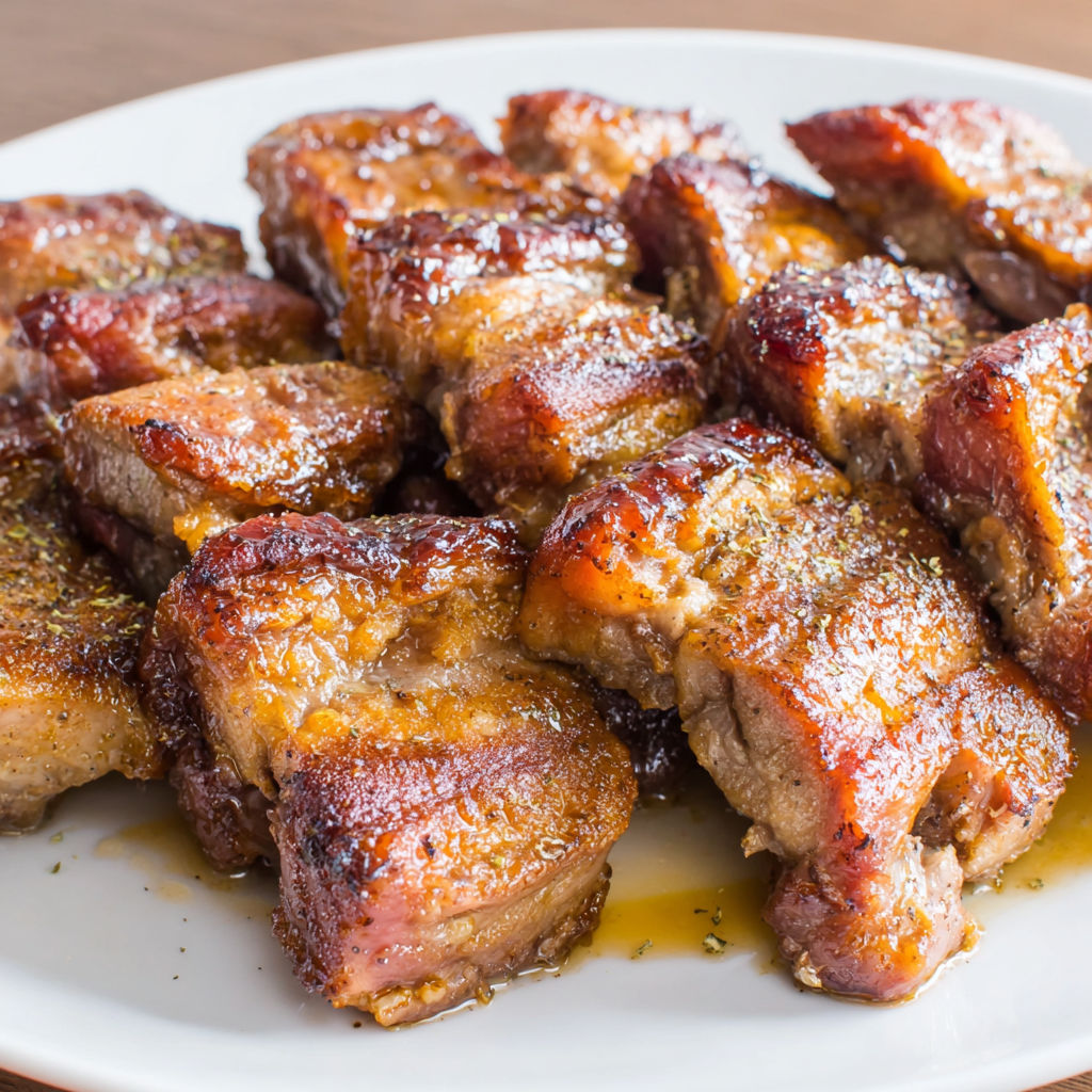 A plate of country style boneless pork ribs.