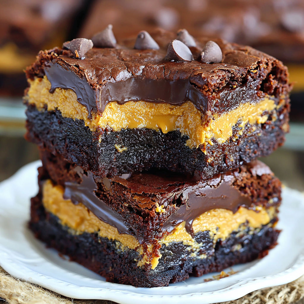 A slice of peanut butter brownies.