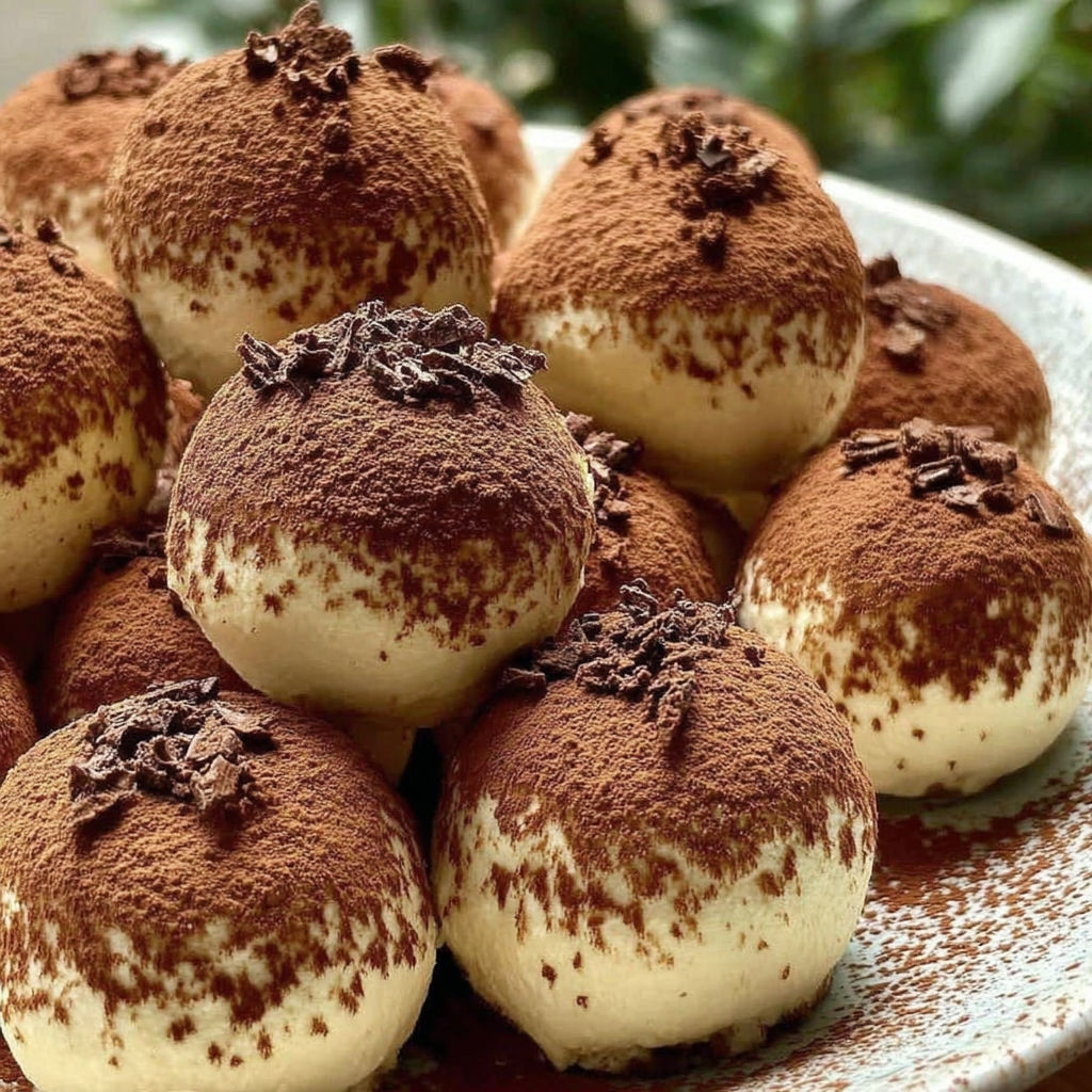 A plate of chocolate covered balls.