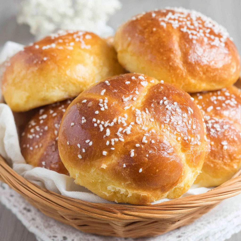 A basket of Milchbrötchen.