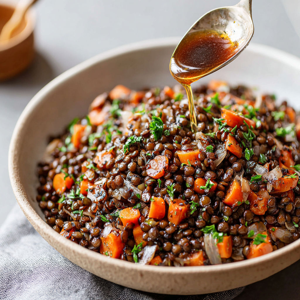 A bowl of food with a spoon in it.