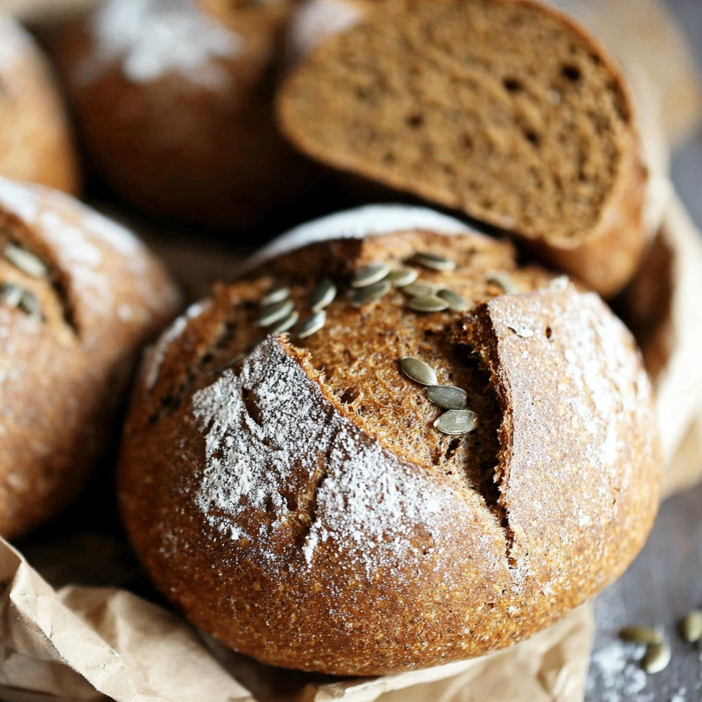 A close up of a freshly baked authentic German Roggenbrot.