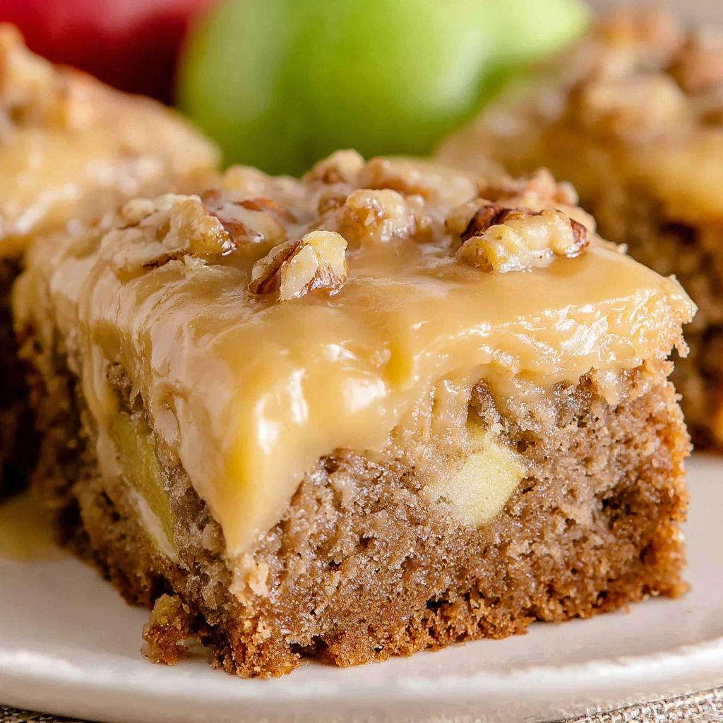 A slice of apple dapple cake.