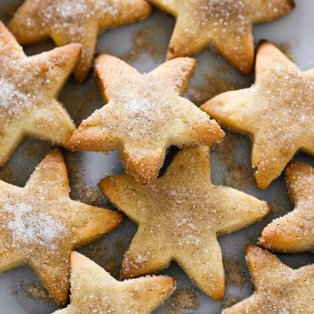 A plate of cookies with sugar on top.