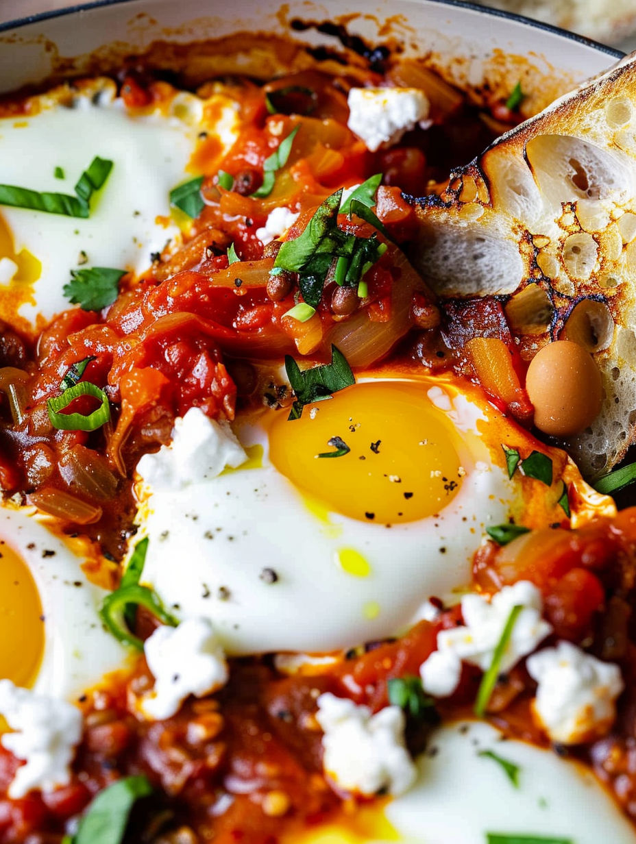 A dish with eggs and tomatoes.