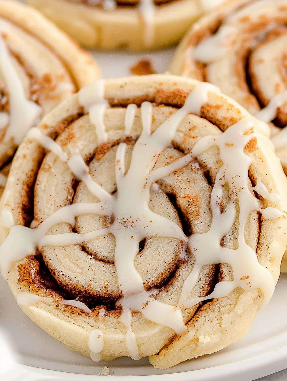 A plate of cinnamon roll cookies.