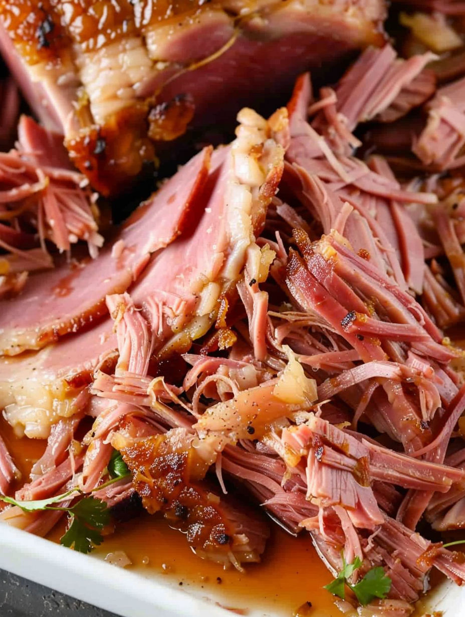 Pulled ham in a bowl.