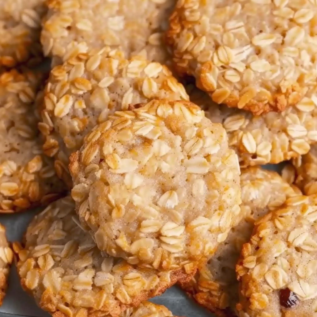 A pile of cookies made from oats and apples.