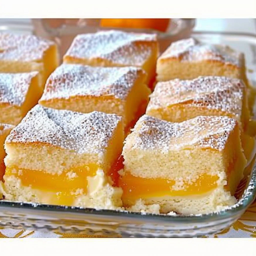 A plate of cake with powdered sugar on top.