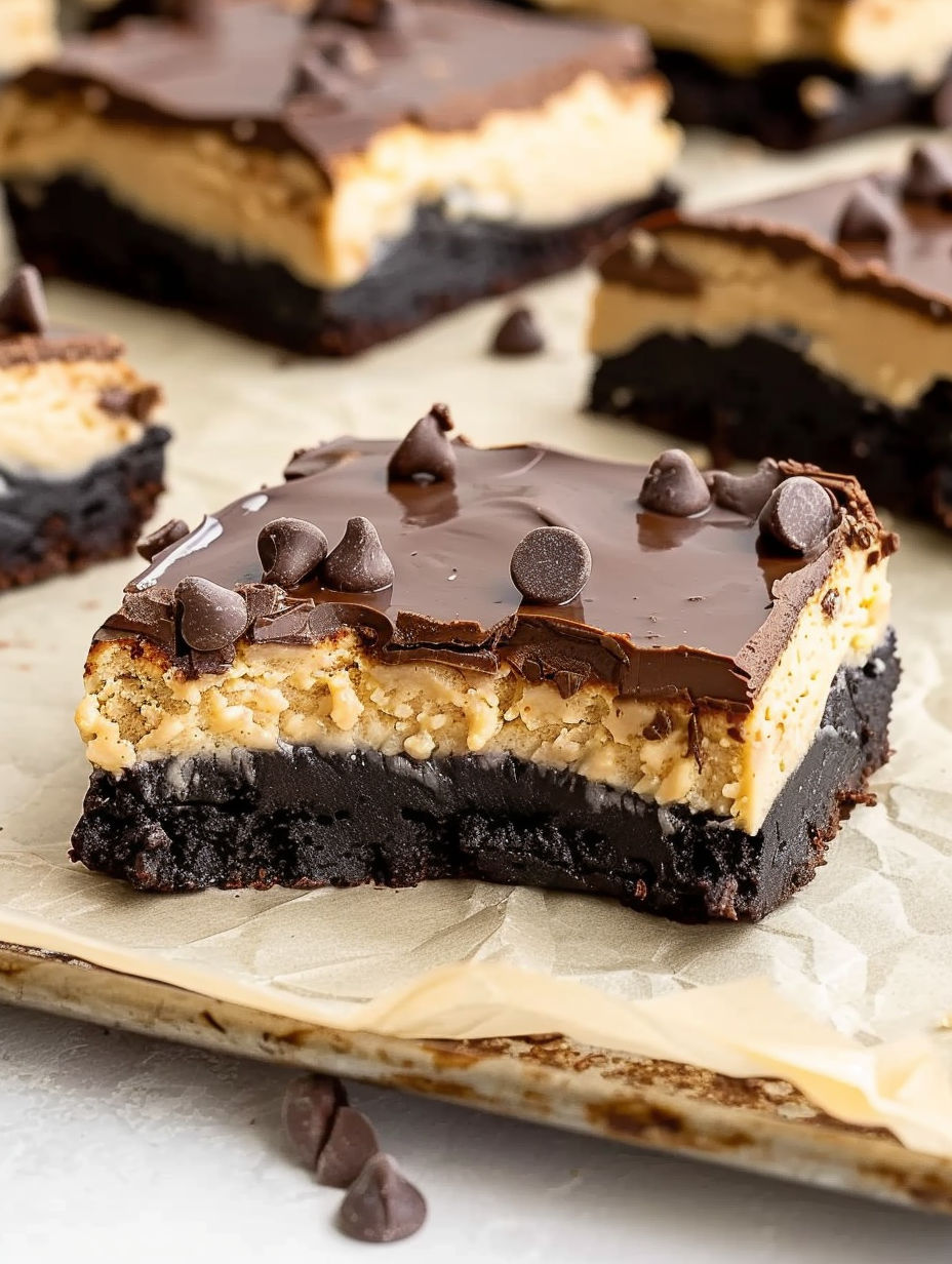 A slice of Buckeye Brownies.