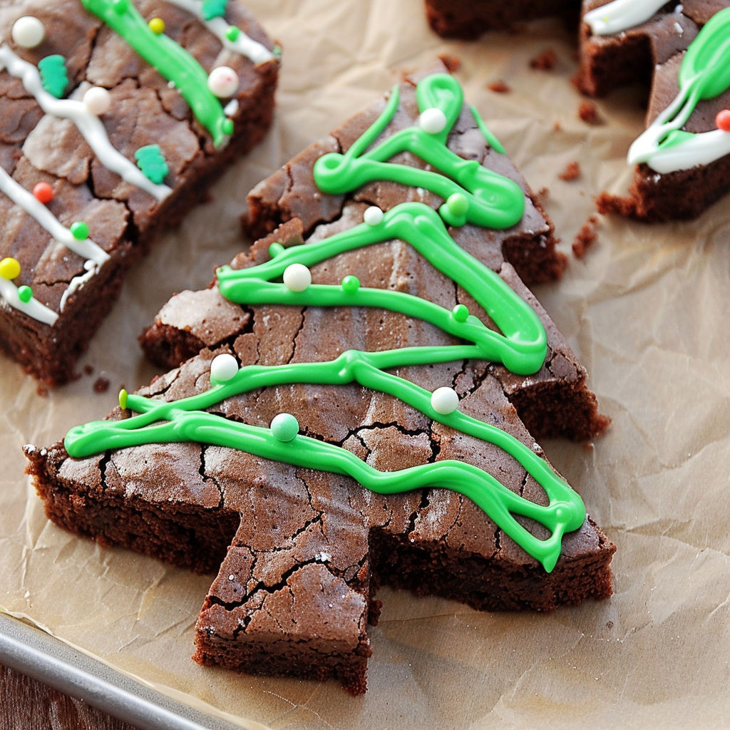 A piece of a Christmas tree brownie.