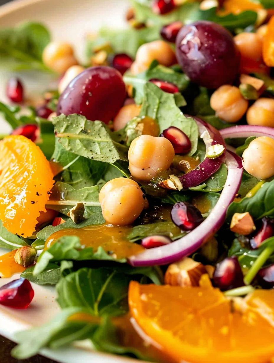 A salad with various vegetables and fruits.
