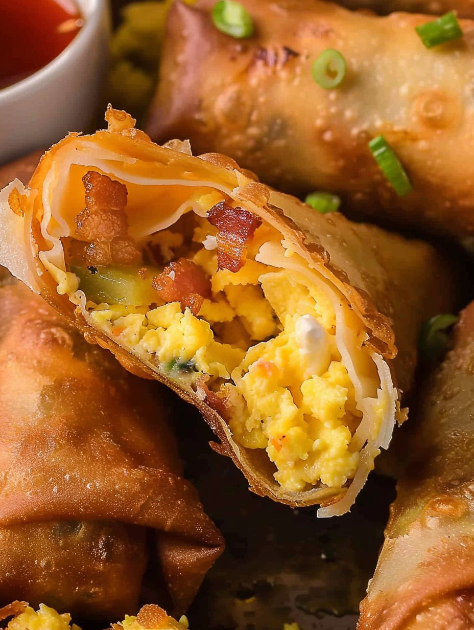 A breakfast egg roll with bacon and cheese.